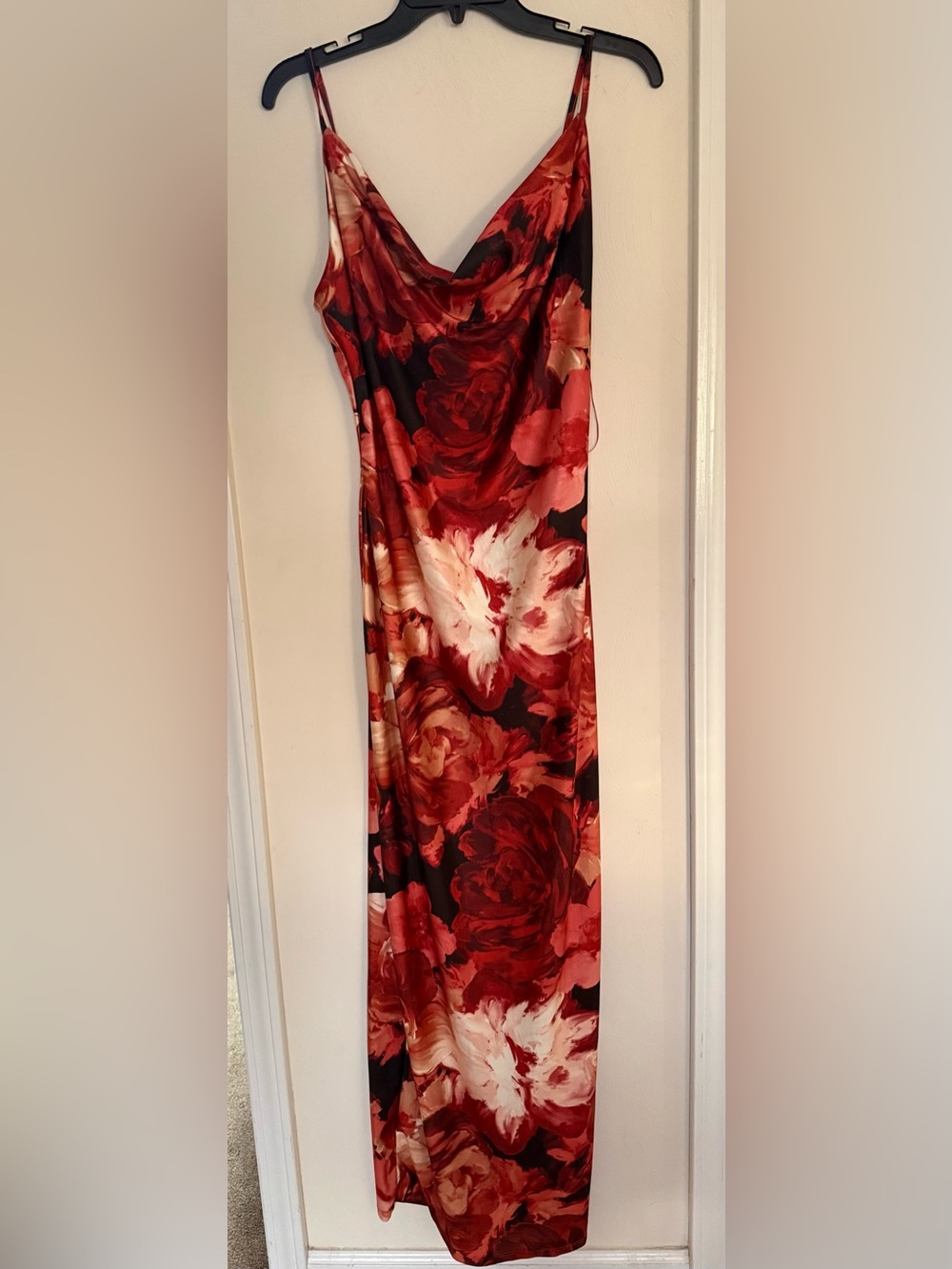IRIS Red and White Floral Slip Maxi Dress